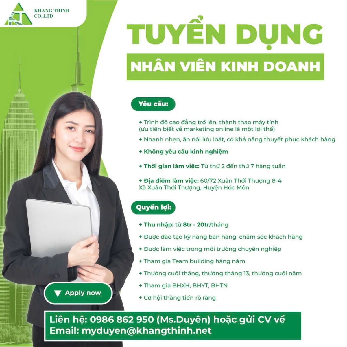 TUYỂN DỤNG NHÂN VIÊN KINH DOANH